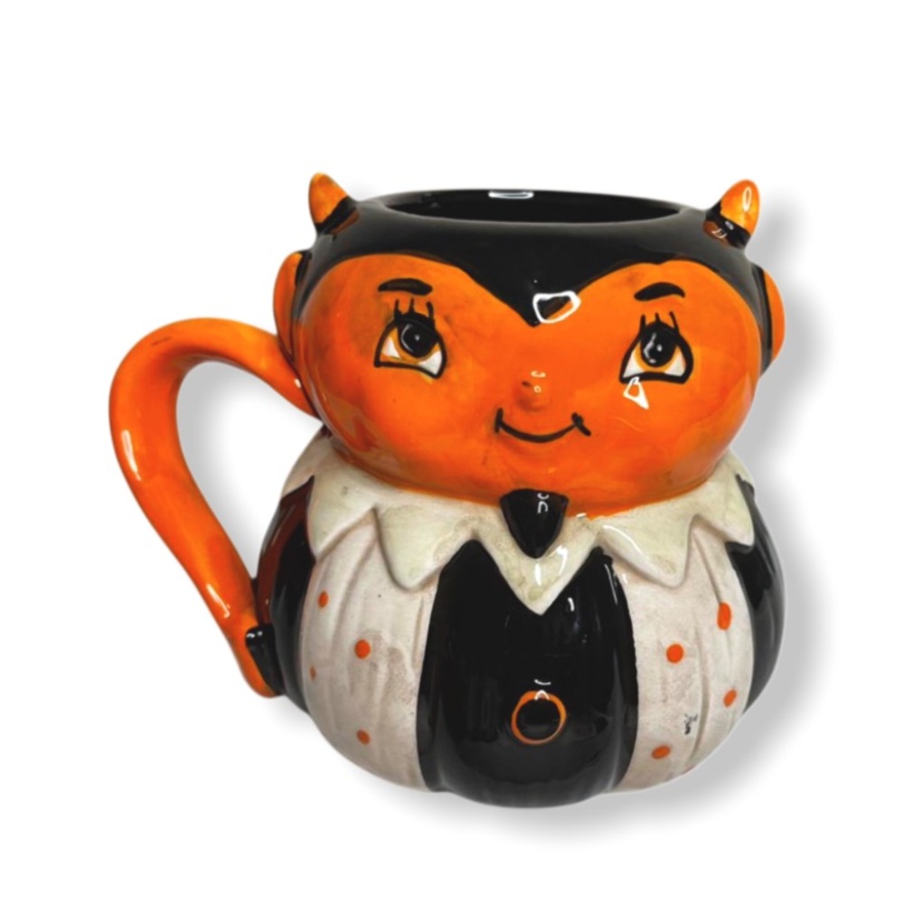 Johanna Parker Devil Pumpkin Peep Retro Halloween Vintage Style Transpac Mug